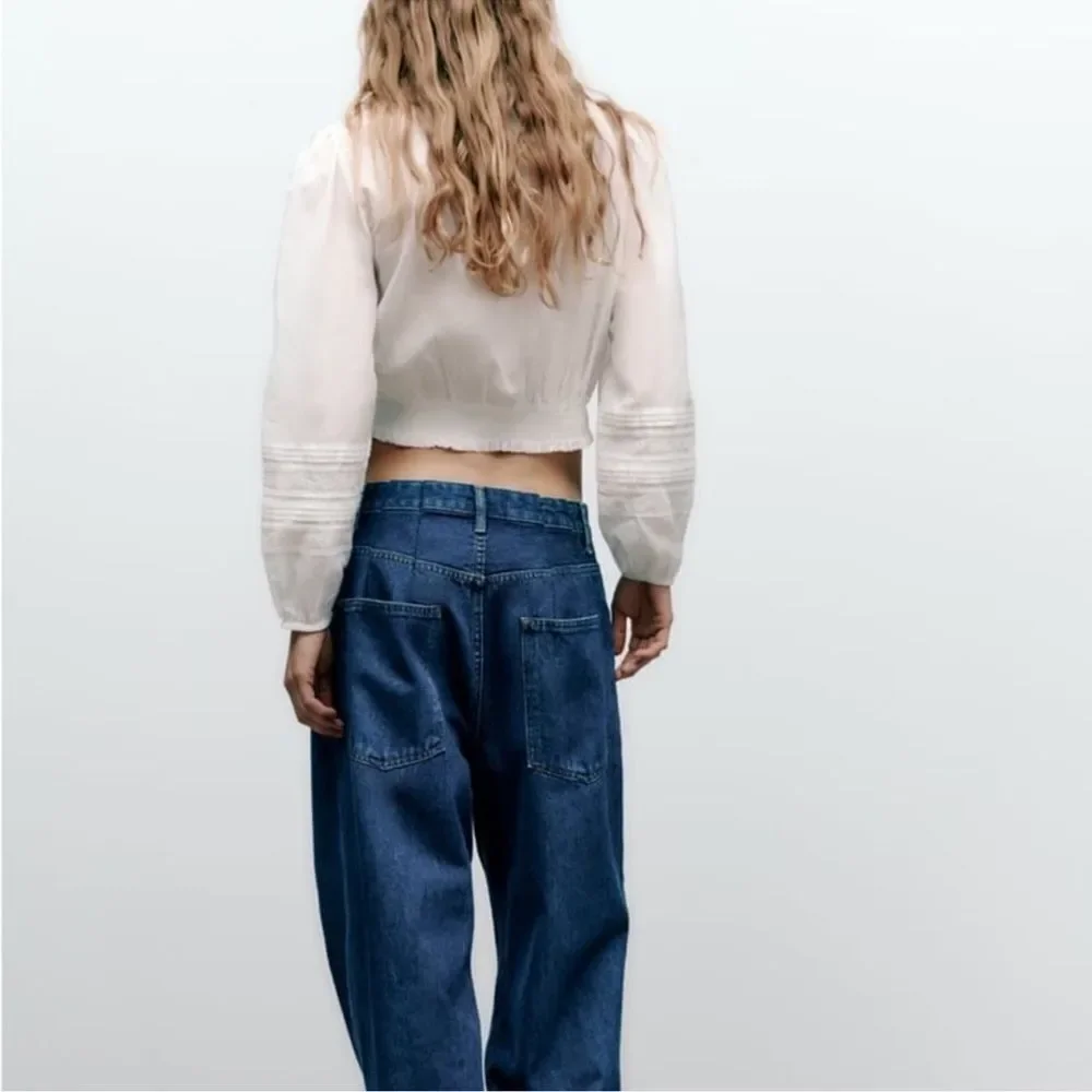 Zara cotton viscose blend long sleeve top